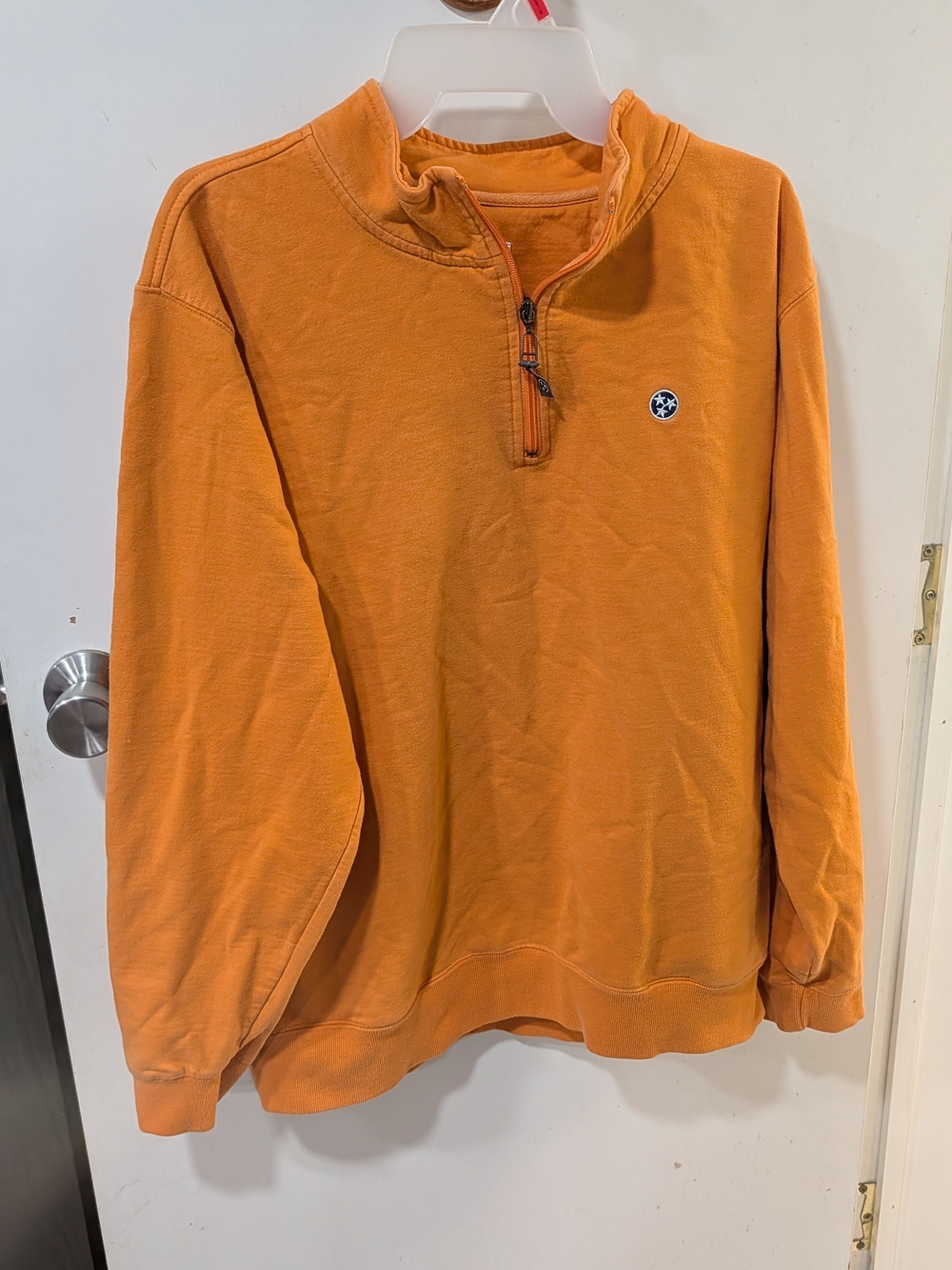 Men's Orange Half-Zip Pullover Sweater Volunteer Traditions
